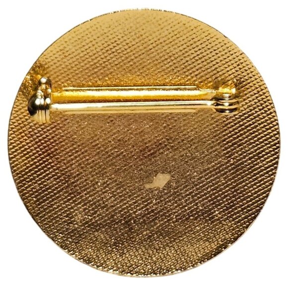 Vintage Brooch Modernist Cloisonne' Enamel Pin Red Blue Geometric Abstract Gold - Picture 6 of 8